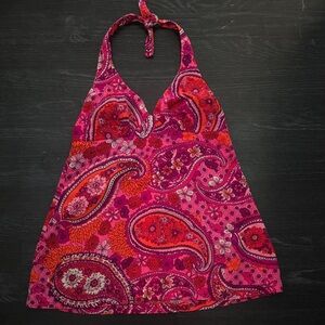 Vintage 70s Paisley Halter Top XS/S